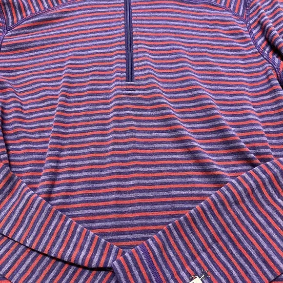 Smartwool Quarter Zip Striped Base Layer Mountain Purple Moab - Picture 5 of 12